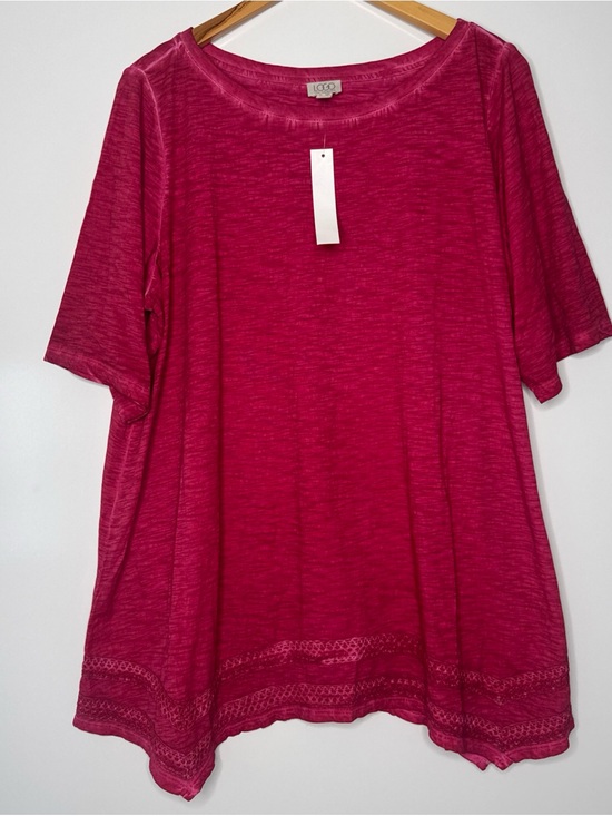 LOGO by Lori Goldstein Tops - LOGO by Lori Goldstein Tunic Top 2X Short Sleeve Cotton Pink NWT